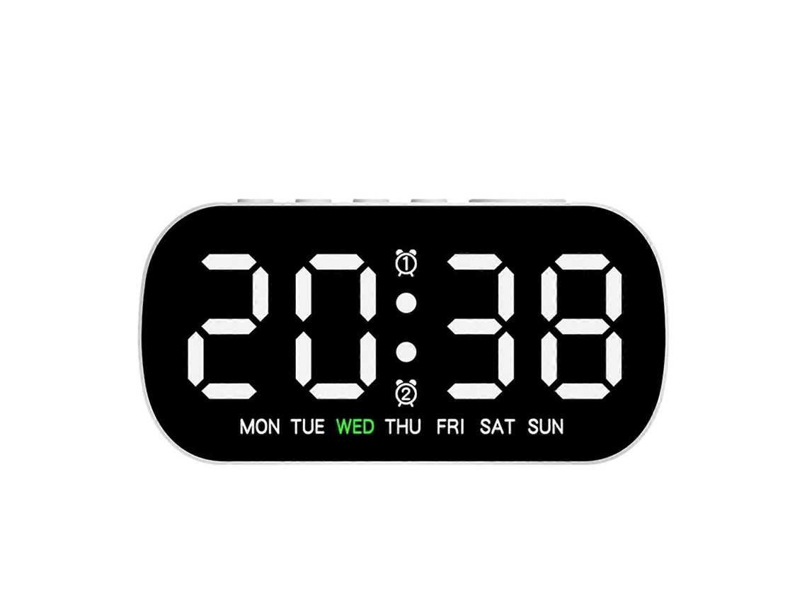 Digital Alarm Clock Large Led Display Desktop Clock With Temperature Calendar Rectangular Desk Clock 13x3.5x6.5cm Whitewhite