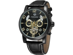 Lurelia Relógio Mecânico Masculino, Automático, Analógico, Turbilhão, Aço Inoxidável, Couro