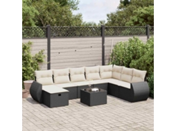 Vidaxl 9 Pcs Conjunto De Sofás P/ Jardim C/ Almofadões Vime Pe Preto
