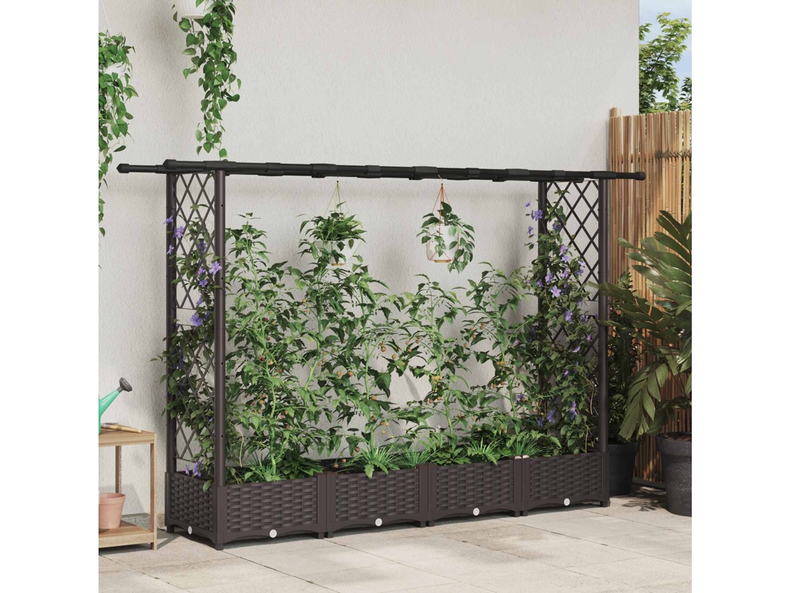 Vidaxl Cama Elevada Com Treliça E Telhado Castanho 203 X 40 X 121 Cm