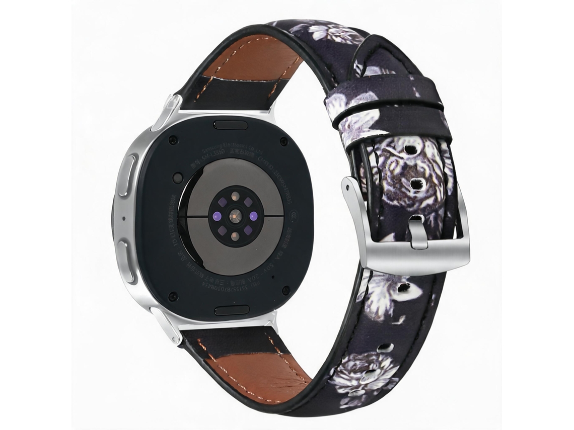 Pulseira de couro sintético floral para Samsung Galaxy Watch 9 (40/44 mm).