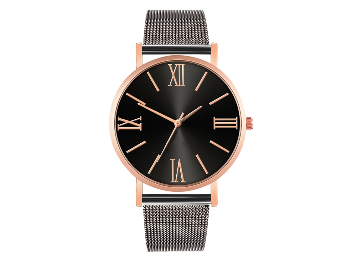 Reloj De Moda Para Parejas Con Correa De Malla Dial Redondo Cuarzo Unisex
