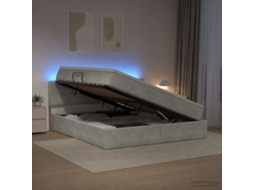 Vidaxl Cama De Armazenamento Led Com Colchão Cinzento-claro