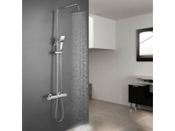 Kibath Coluna De Chuveiro Termostática Quadrada 100-150 Cm Com Acabamento Cromado Extra Longo Brilhante Em Latão
