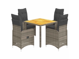 Maison Exclusive - 5 Pcs Conjunto Bistrô De Jardim C/ Almofadões Vime Pe Cinza