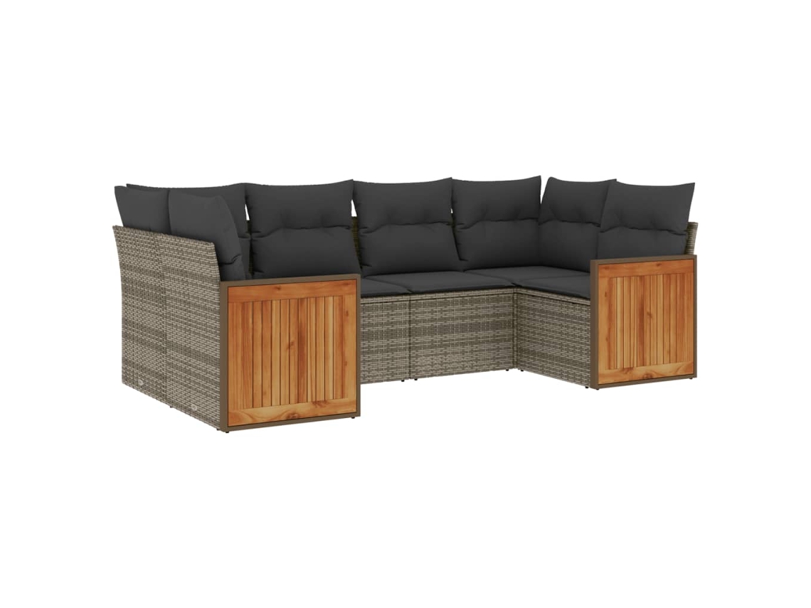 Conjunto de 6 Sofás de Jardim com Almofadões Vime Cinzento MAISON EXCLUSIVE (80x200 cm)
