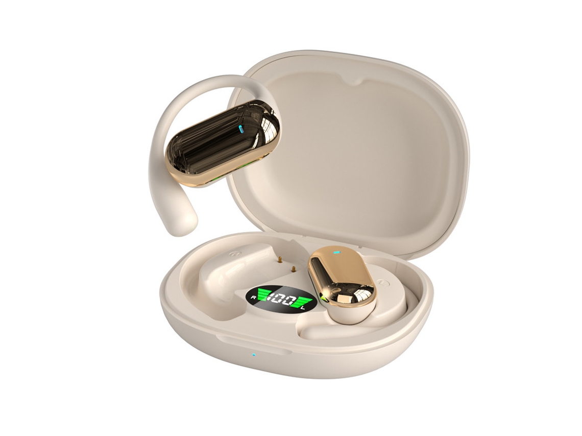Auriculares Sem Fio Redução Ruído Estéreo YIZHOOD Pele Bluetooth à Prova de Água Bege