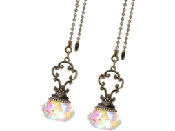 Conjunto De 2 Pingentes Cristal E Ferro Para Lustre, Elegantes
