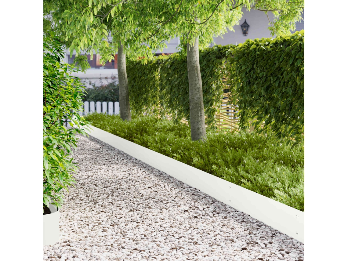 Vidaxl Acabamento Para Gramado 20 Unid. 103 X 25 Cm Aço Branco