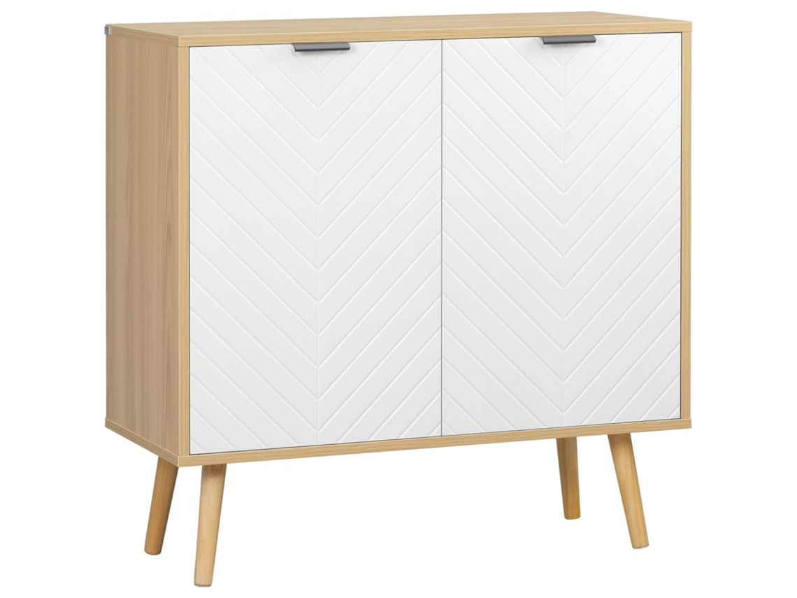 Móvel Multiuso Moderno em Aglomerado e Pinho com Prateleira Interna Ajustável em 3 Níveis 77x35x77,5 Cm BTFORUS