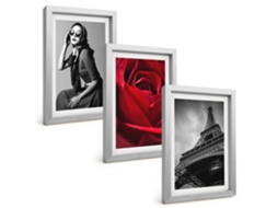Composição De Quadrosdama Parisiense Com Óculos Eiffel Moldura Prateada Imagens Para Um Quarto Infantil Espelharte (3 Peças 20x30 Cm)