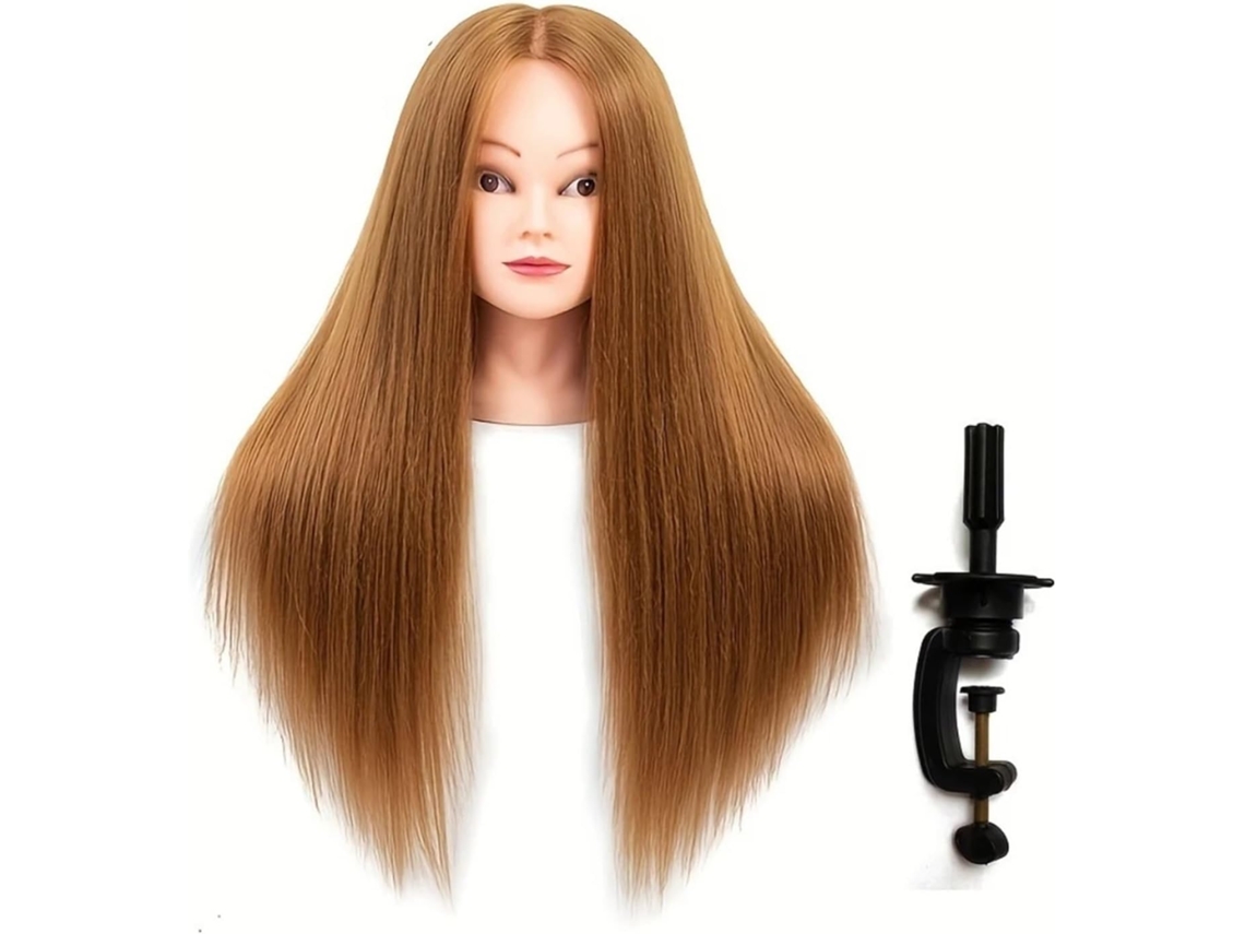 Cabeça de manequim sintética com cabelo longo SFUSHOS