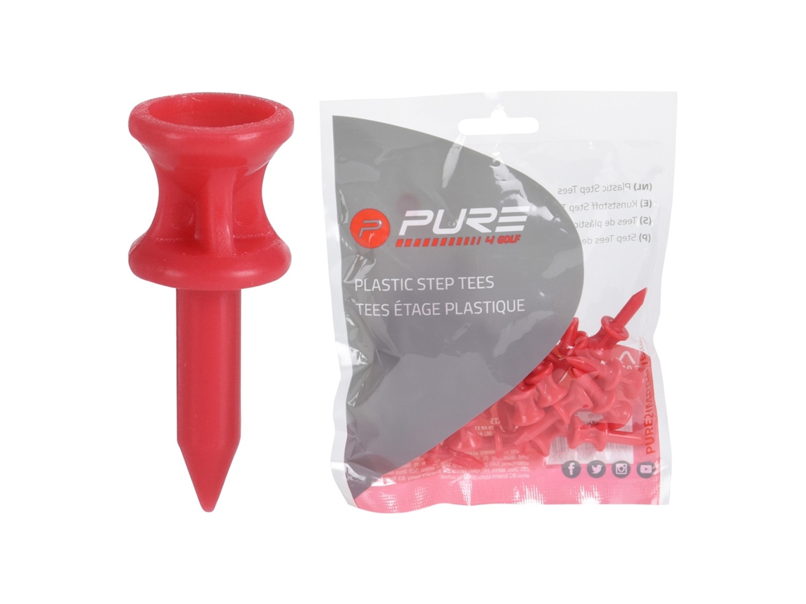 Pure2improve Step Plast Golf Tees 37 Mm Vermelho Aquaforge (pacote Com 25)