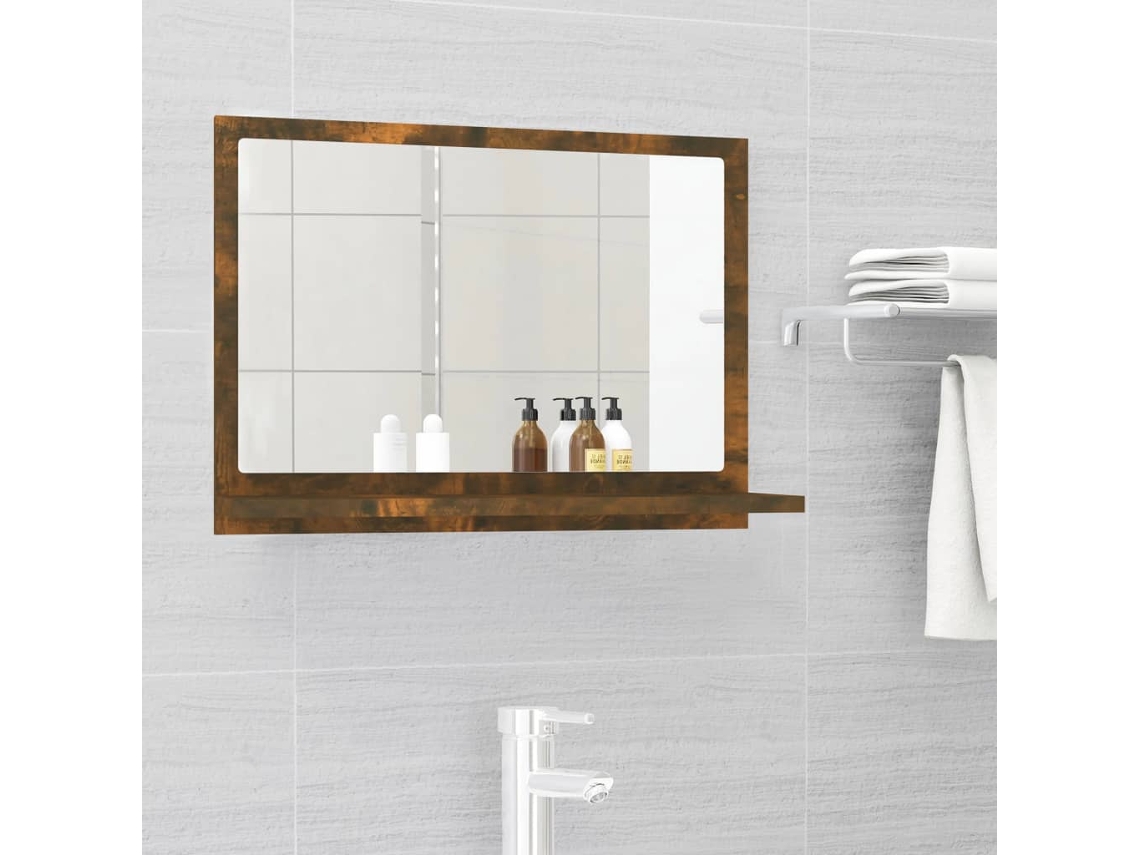Vidaxl Espelho Wc 60x10,5x37 Cm Derivados De Madeira Carvalho Fumado
