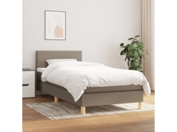 Vidaxl Cama Com Molas/colchão 90x200 Cm Tecido Castanho-acinzentado