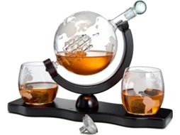 Decantador de uísque e vinho Globe World, conjunto com taça de vinho Globe, uísque escocês, bourbon, vodca, presente para homens, Globe 850ml Beijiyi