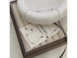 Colar em Prata S925 com Zircônias Coloridas: um Toque de Luxo e Sofisticação Discretos. MDUG (ouro Branco)