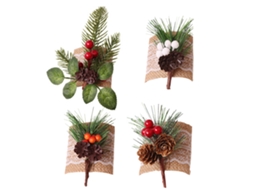 Conjunto de 4 anéis de guardanapo vermelhos com sininhos de Natal e pinhas LAXISCREED