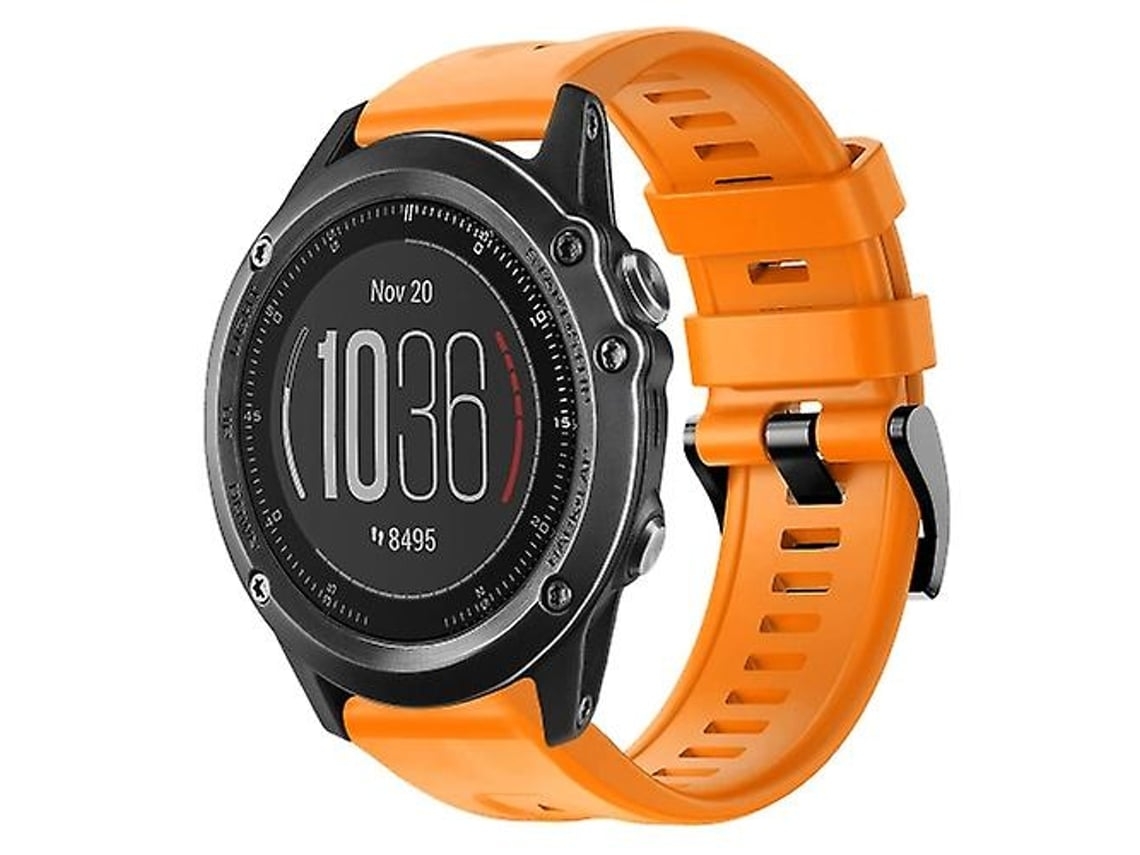 Lurelia Pulseira Garmin Fenix 3, Fivela De Metal, Cor Sólida, Silicone, Laranja