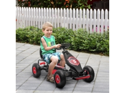 Kart Infantil Vermelho Com Pedal, Banco Ajustável E Rodas Infláveis, Ideal Para Crianças De 5 A 12 Anos
