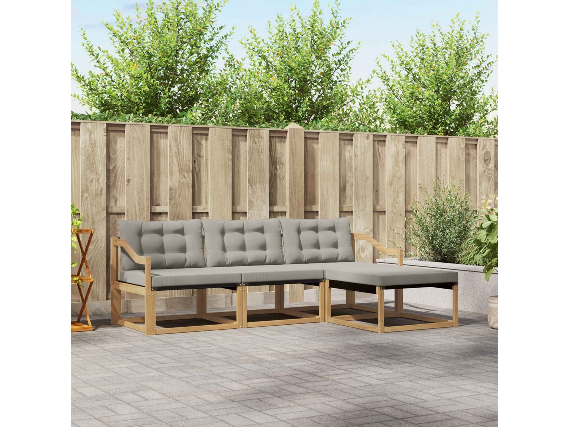 Vidaxl Conjunto De Sofás Para Exterior 4 Unid. Branco E Cinzento-claro