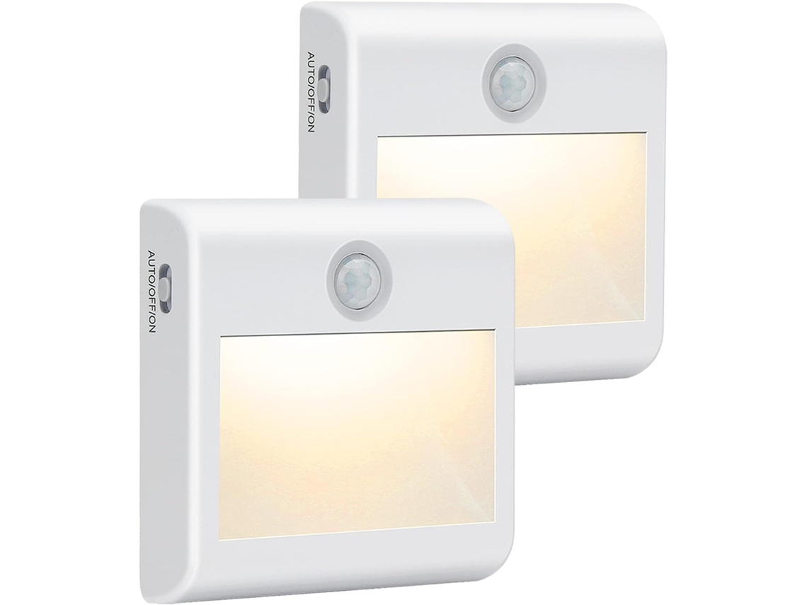 Kit Com 2 Unidades De Luz Noturna Led Com Sensor De Movimento, Adesiva, Alimentação Por Bateria, Luz Branca Para Cozinha, Corredor, Banheiro