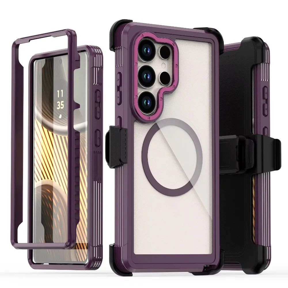(roxo, Galaxy A36) Capa Protetora Magnética À Prova De Choque, Compatível Com Samsung, Com Clipe.