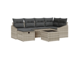 Conjunto 6 Conjunto De Sofás Para Exterior Vidaxl Cinzento-claro Vime Pe (233,5 X 123,5 X 85 Cm)