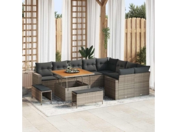 Vidaxl Conjunto De Sofá De Jardim 12 Unid. Cinzeto Vime Pe