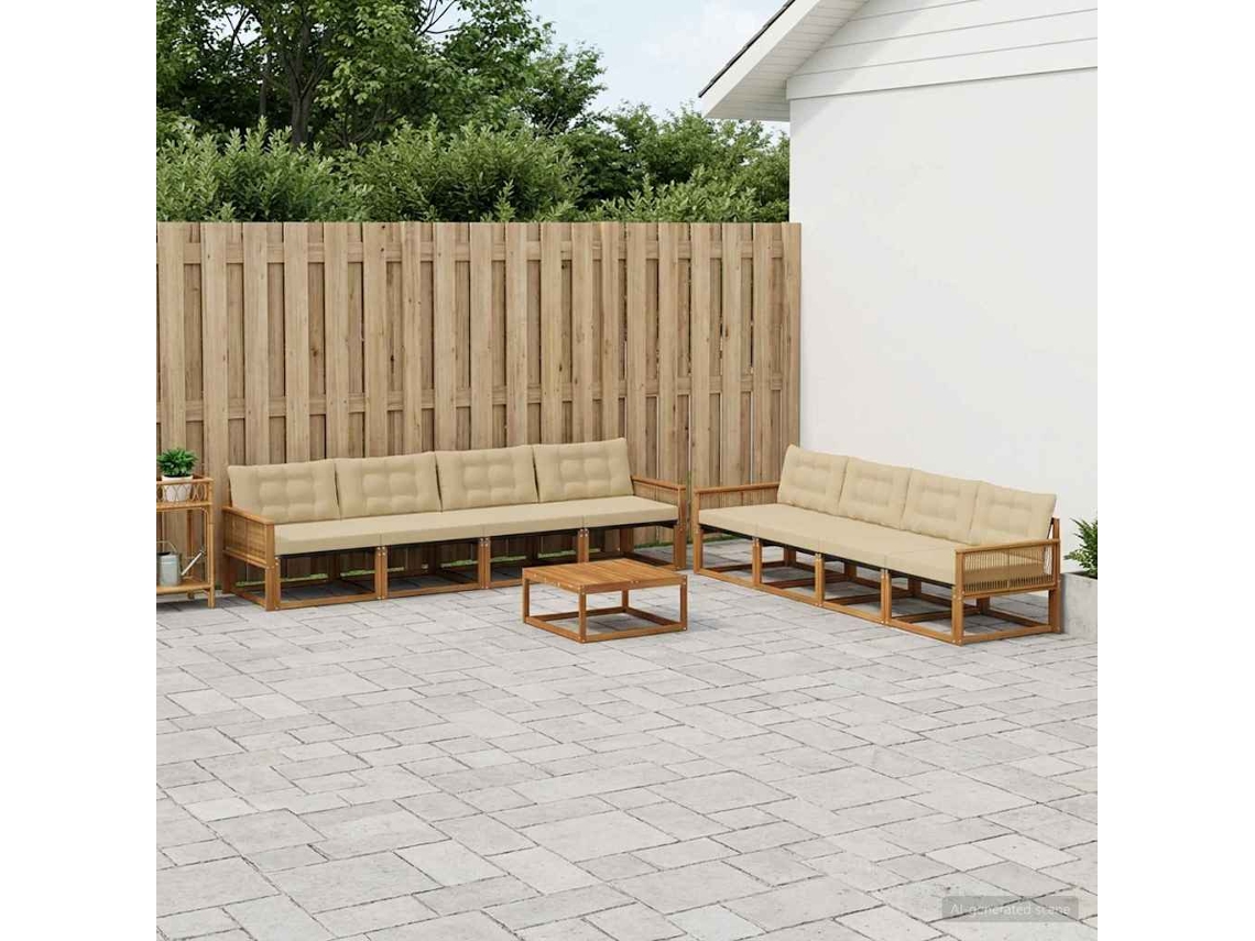 Vidaxl Conjunto De Sofás Para Exterior 9 Pcs Natural E Bege