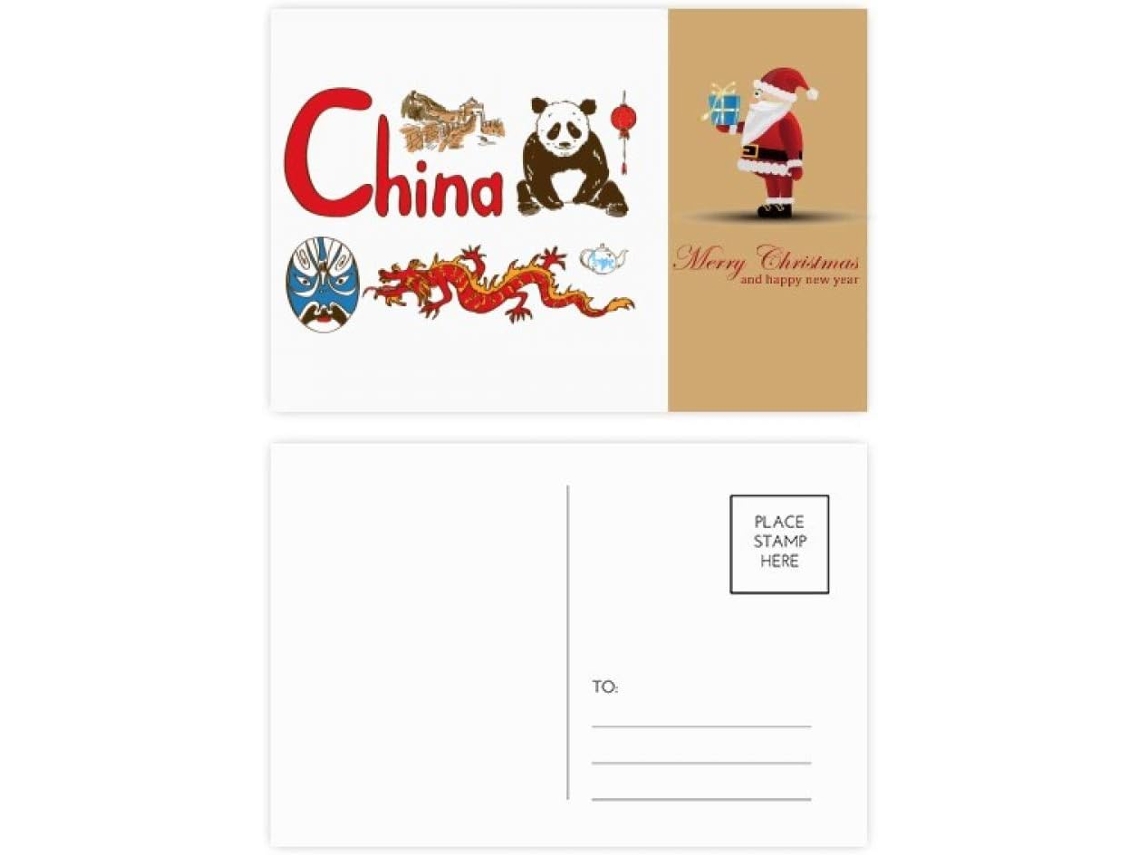 Conjunto de 20 Cartões postais Retratando o Símbolo Nacional da China, Papai Noel. 14,6 X 9,8 Cm