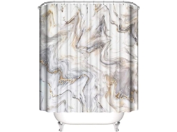 2026 cortina de Ducha Antimanchas Resistente Al Moho Impermeable Padrão Marmore Bege 180x180cm com 12 Ganchos