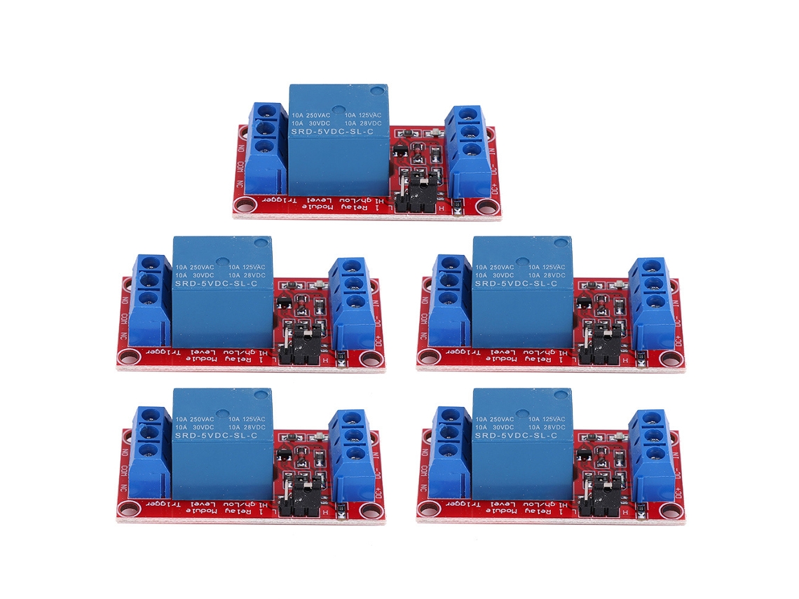 5pcs módulo de relé de 1 canal DC 5V com isolamento optoacoplador para Arduino nível alto/baixo