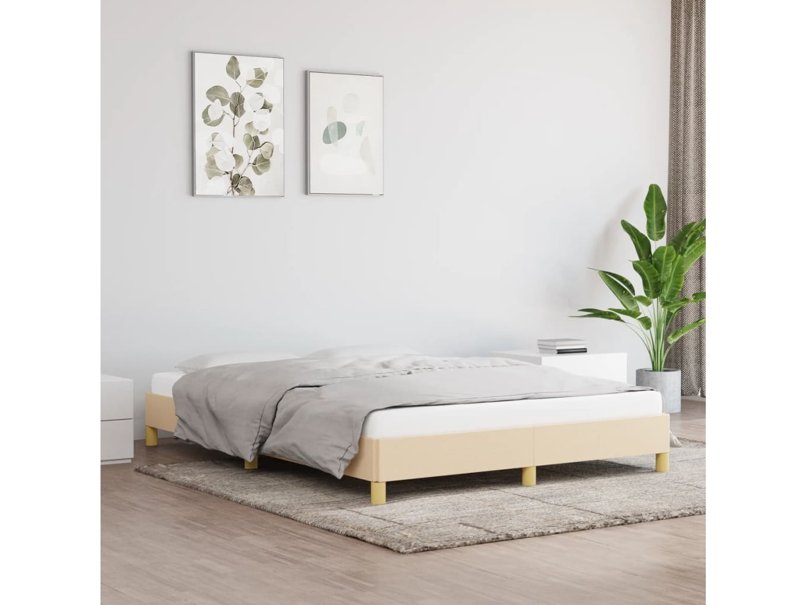 Vidaxl Estrutura de Cama Sem Colchão 140x190 Cm Tecido Cor Creme