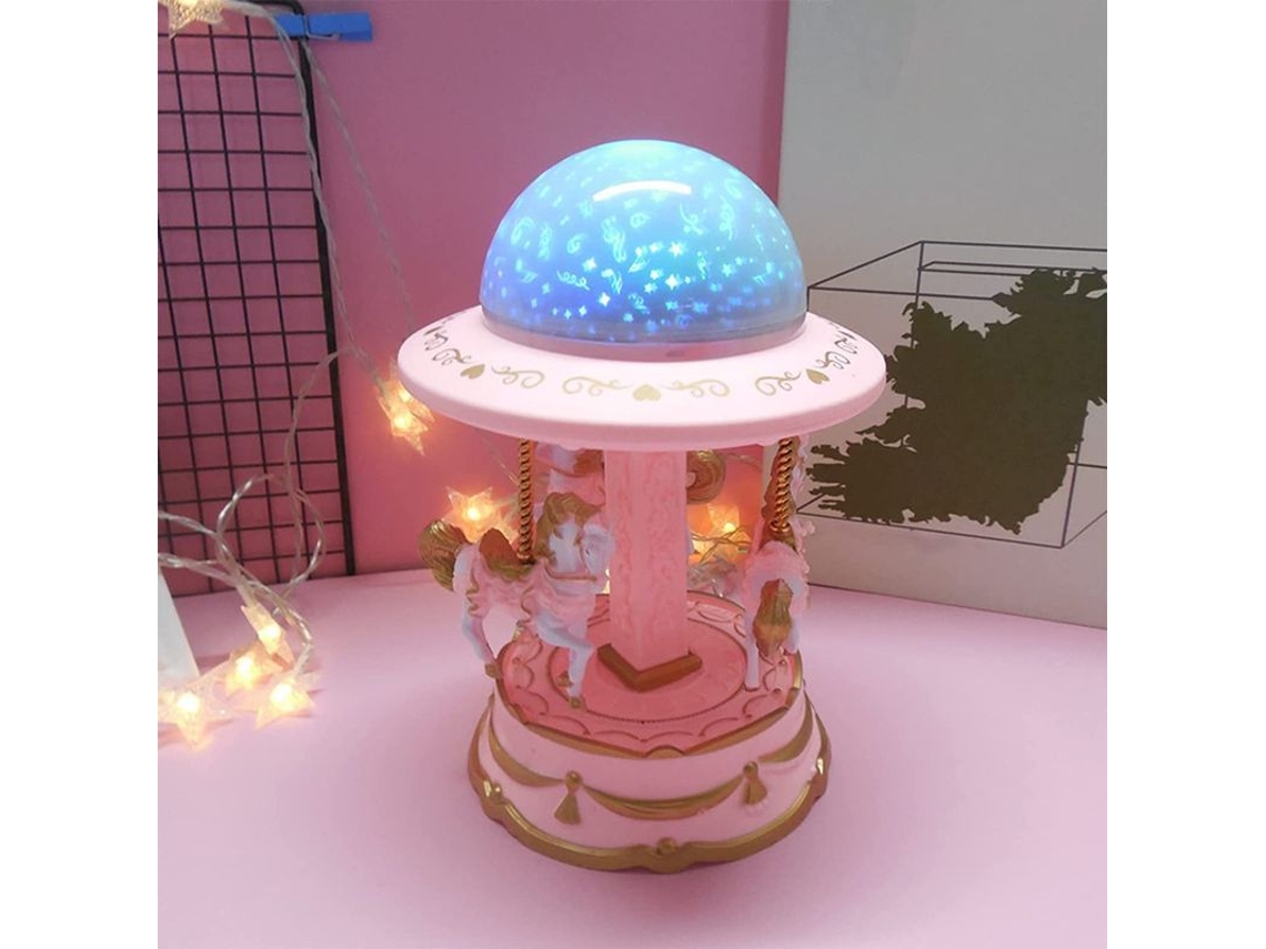 2026 caja de Música Con Forma de Carrusel para Niñas Con Proyección de Estrellas Y Linterna Creativa.