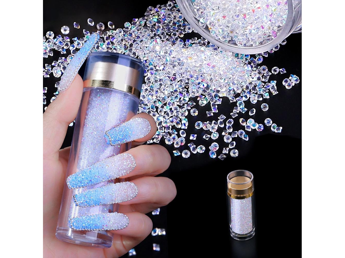 Um frasco de microesferas para unhas, strass de cristal com glitter, decoração DIY, acessórios de unhas 3D