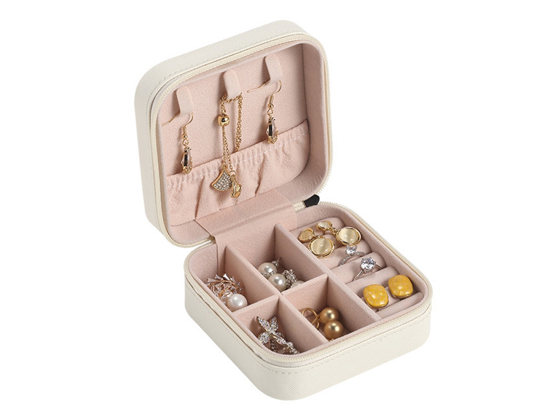 Mala de Viagem para Jóias grande resistente a arranhões portátil branco 10x10x5cm S/MARCA