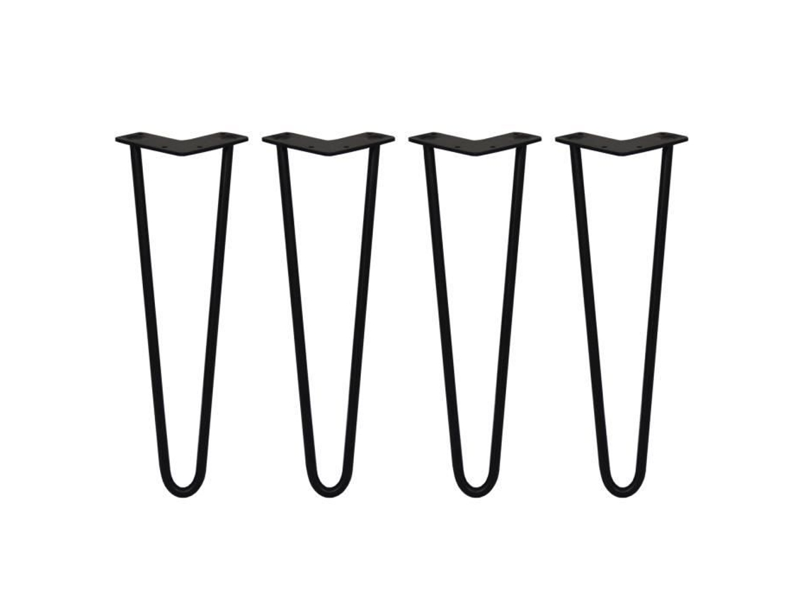 Pernas Skiski 4 Pernas de Mesa em Gancho de Cabelo 40 6 Cm 2 Hastes de Aço Pretas Espessura 12 Mm