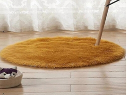 Lurelia Tapete Redondo Infantil Lavável Macio Fofo Fibra Acrílica Lã Artificial Amarelo Camelo Sala Quarto R050
