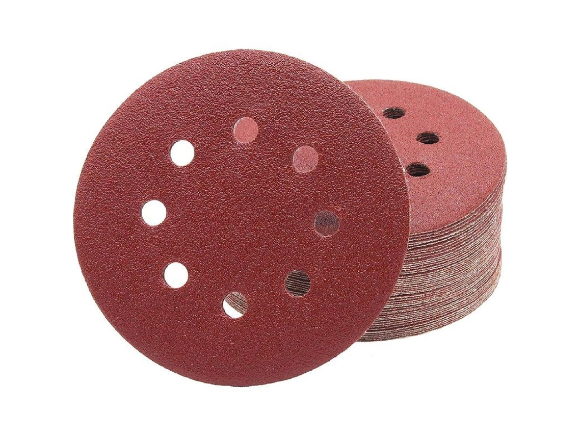 Discos de Lixa Profissional 50 Peças, Ø125mm, Grão P80, 8 Furos, Corindão S/MARCA