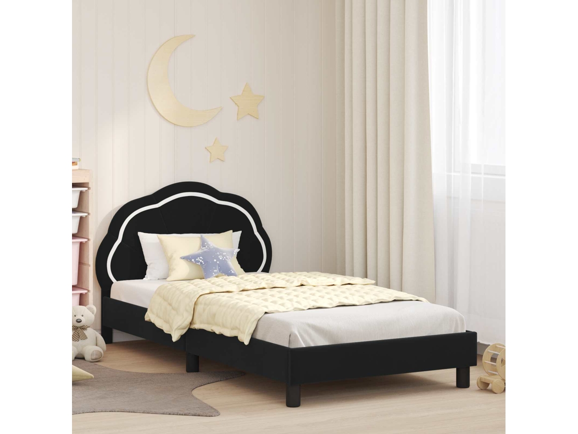 Vidaxl Estrutura De Cama Infantil Com Cabeceira Preto 90 X 190 Cm