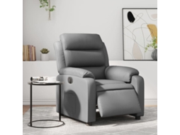 Vidaxl Poltrona Reclinável Elétrica Couro Artificial Cinzento