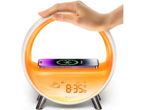 Relógio Despertador Digital Wake Up Light Yuysan Simulação De Amanhecer/pôr Do Sol, Wireless Charger De 15w, Controle Tátil E Por Aplicação