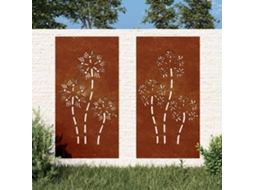 Vidaxl Decorações P/ Muro De Jardim 2 Pcs Aço Corten Design Flores