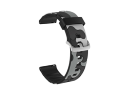 Pulseira De Silicone Camuflada De 20 Mm Para Amazfit Pop Com Fivela Prateada