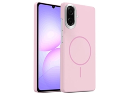 Capa Para Samsung Galaxy A07 5g Fina Circular Magsafe À Prova De Choque Dourada Em Policarbonato Rosa