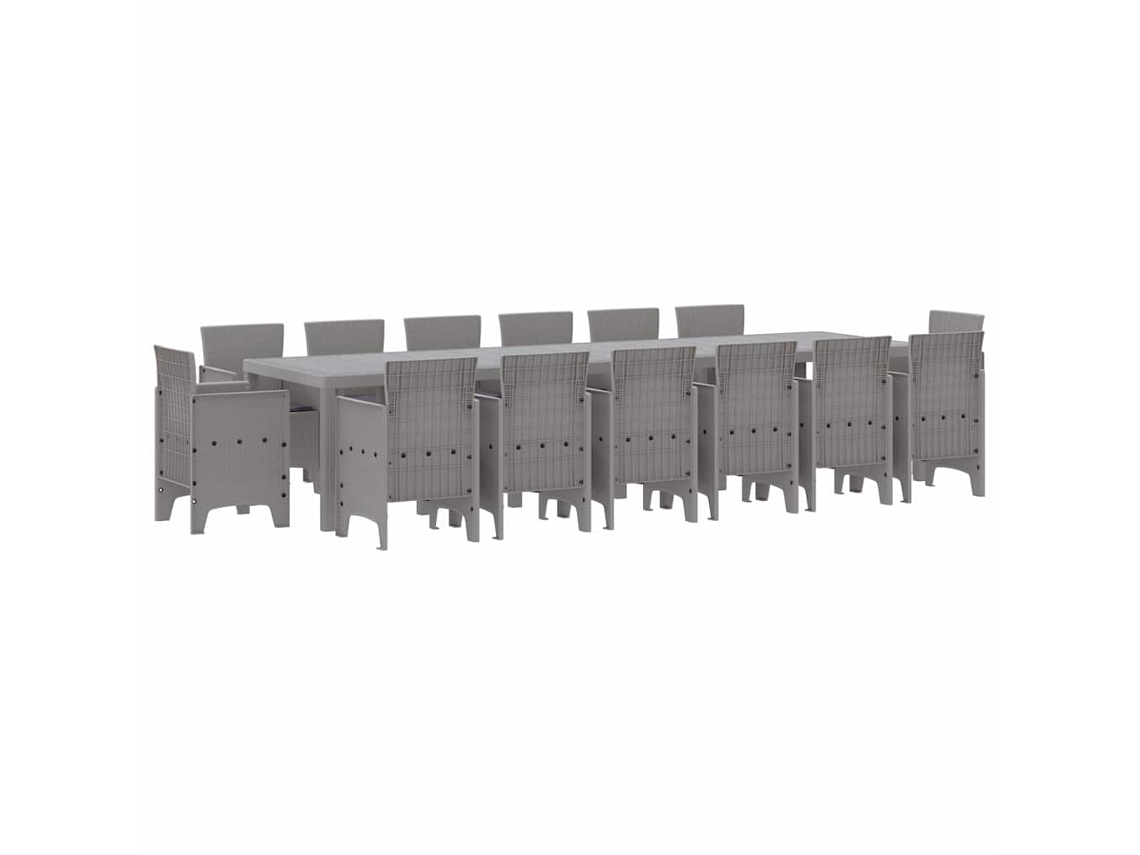 Conjunto 15 Conjunto De Jantar Para Jardim Vidaxl Cinzento-claro Polipropileno (350 X 100 X 73 Cm)