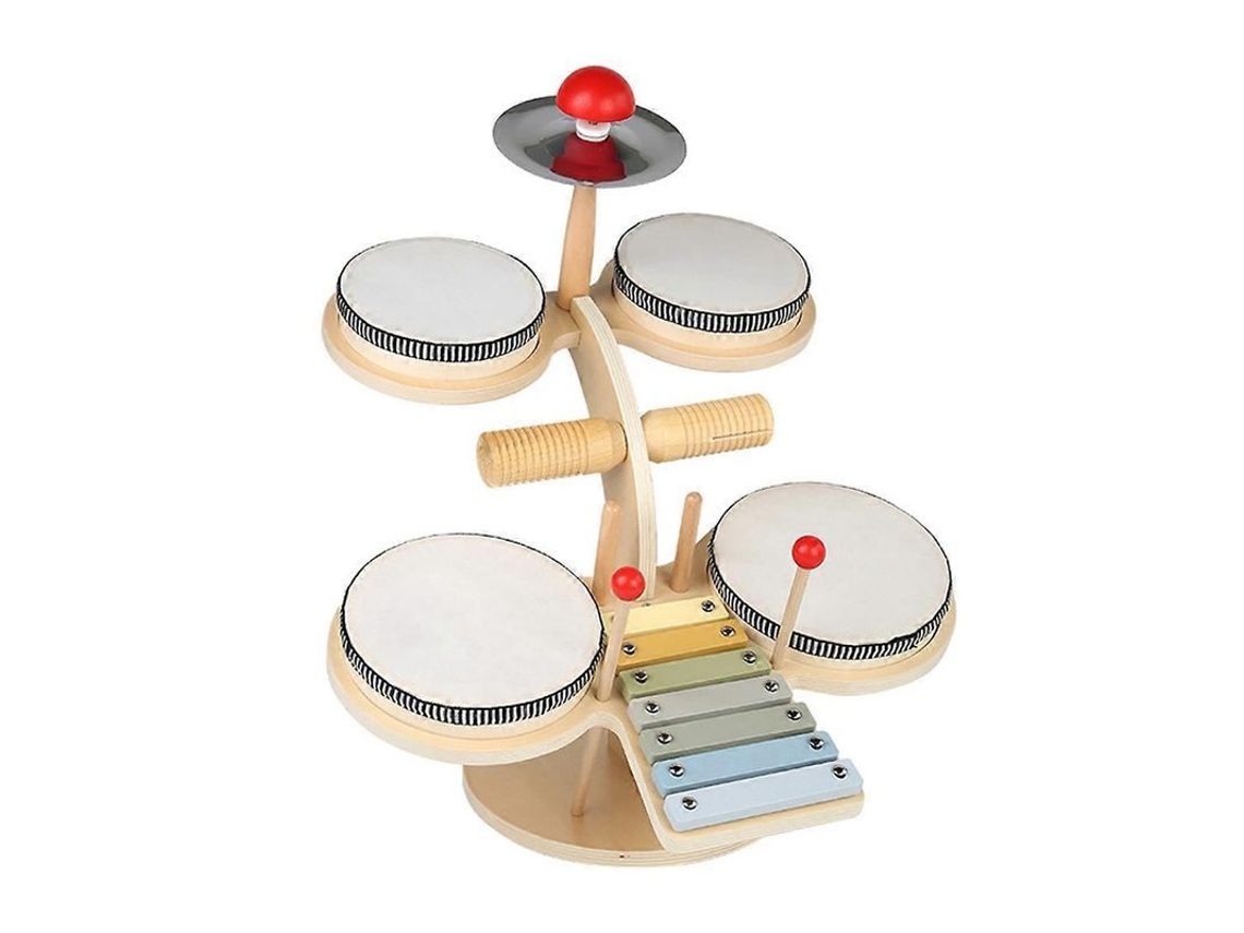2026 batería Infantil 11 En 1 Instrumentos Musicales de Madera Juguetes Educativos para Niños Y Bateristas