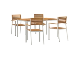 Conjunto 5 Conjunto De Jantar Para Jardim Vidaxl Castanho Madeira De Acácia Maciça (150 X 90 X 75 Cm)