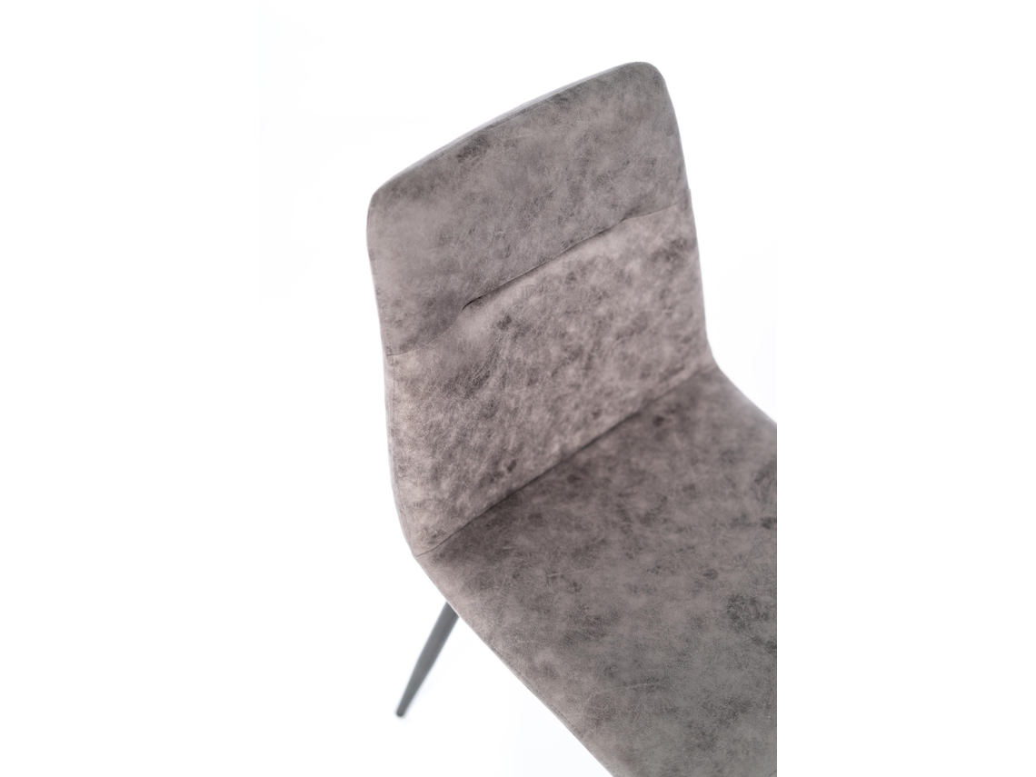Cadeira Lea Com Estrutura Metálica E Assento Em Couro Sintético Cinza Vintage - Design Moderno E Ergonômico, 48,5 X 49 X 88 Cm, Para Uso Interno.